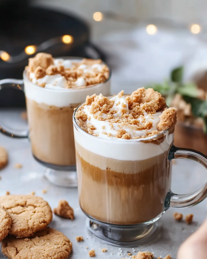 Whisking peanut butter and brown sugar into hot espresso in a mug for the Peanut Butter Cookie Latte base.