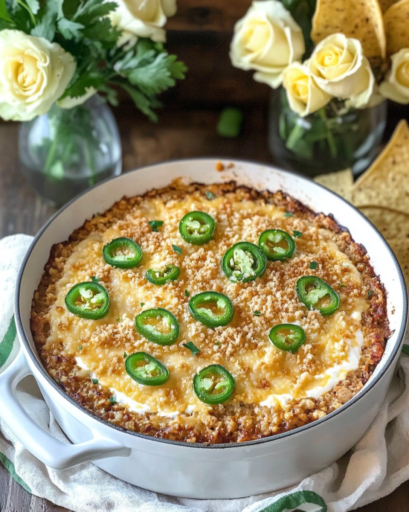 Spreading the cheesy chorizo mixture into the skillet before topping with panko for Jalapeño Popper Chorizo Dip.