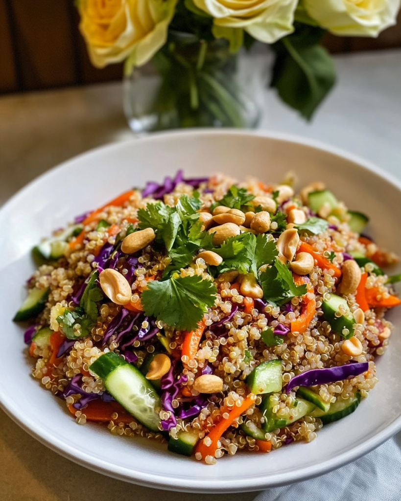 Individual servings of Crunchy Quinoa Salad in bowls or meal prep containers, looking vibrant and ready to eat.