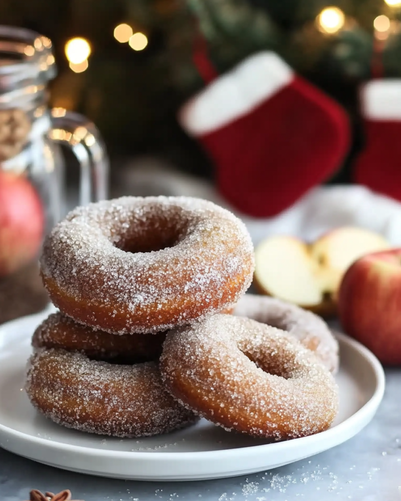 Frying the Apple Cider Doughnuts in hot oil in a Dutch oven or pot.