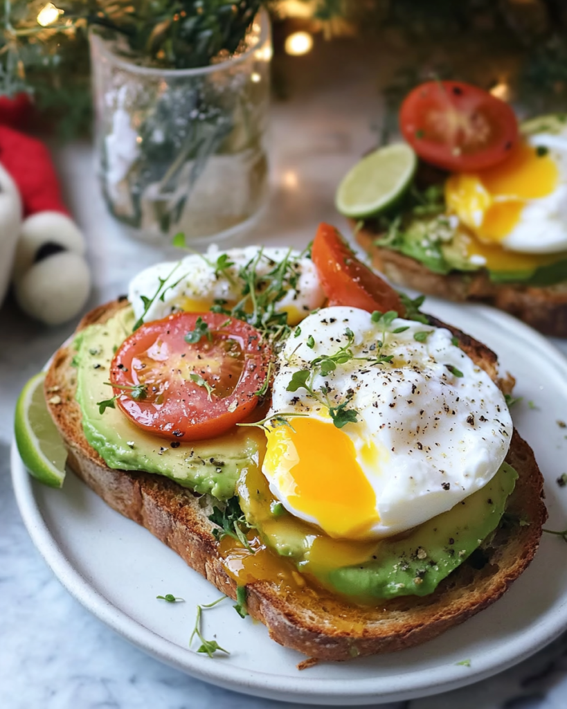 Spreading mashed avocado over the cream cheese layer on toast for Cream Cheese Avocado Toast.