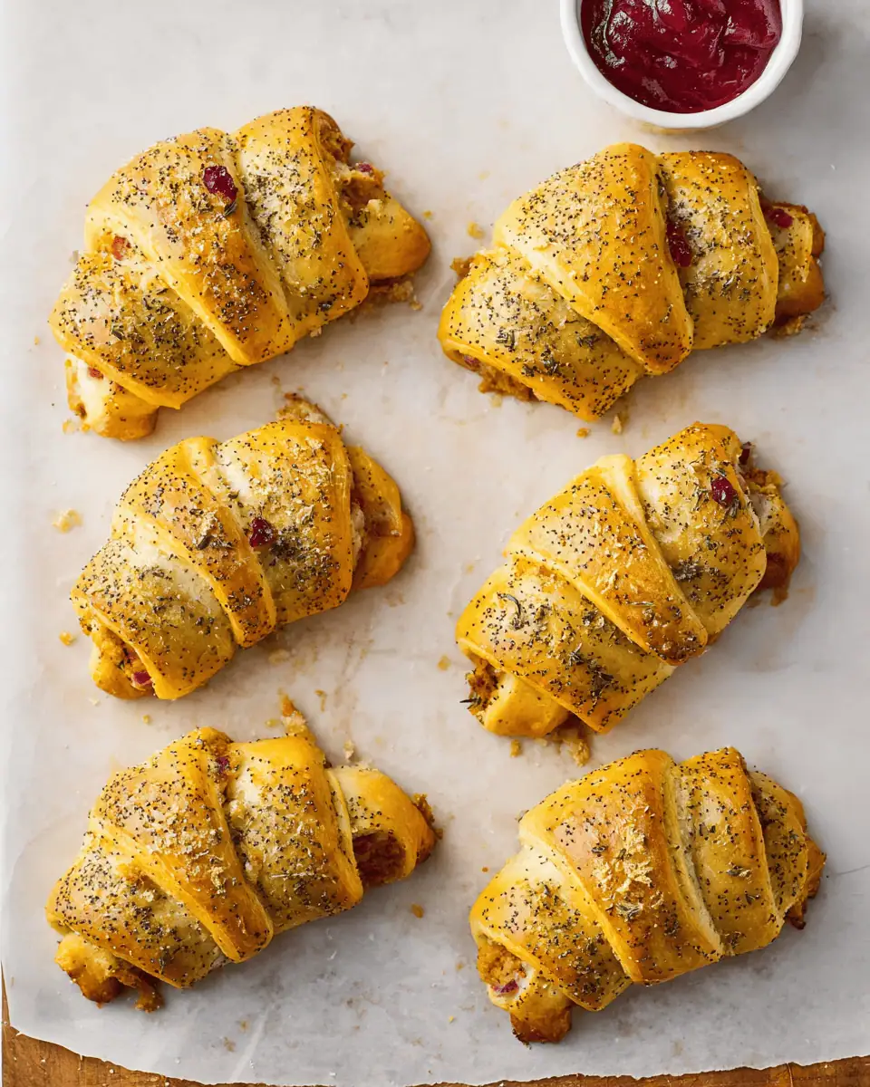 Thanksgiving Leftover Crescent Rolls (The Best 25-Minute Hack!) 1 A hand dipping a Thanksgiving leftover crescent roll into a small white bowl of warm gravy.