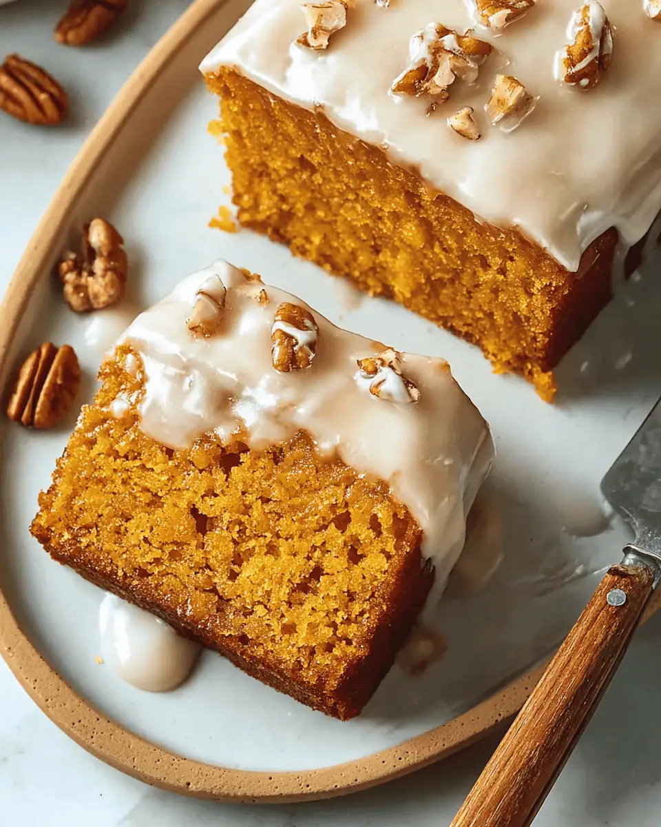 Grandma’s Famous Sweet Potato Butter Cake (Incredibly Moist!) 1 A thick slice of sweet potato butter cake on a plate, showing the moist, dense, golden-orange crumb.