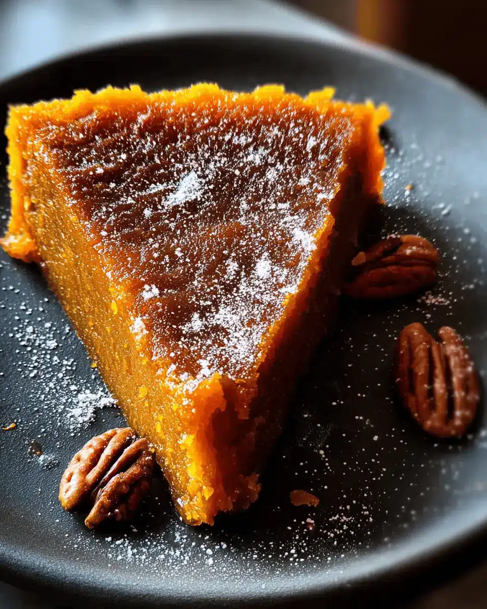 Sweet Potato Pound/Pudding: Where Comfort Meets Elegance 2 Overhead view of the sliced sweet potato pound cake on a rustic wooden cutting board.