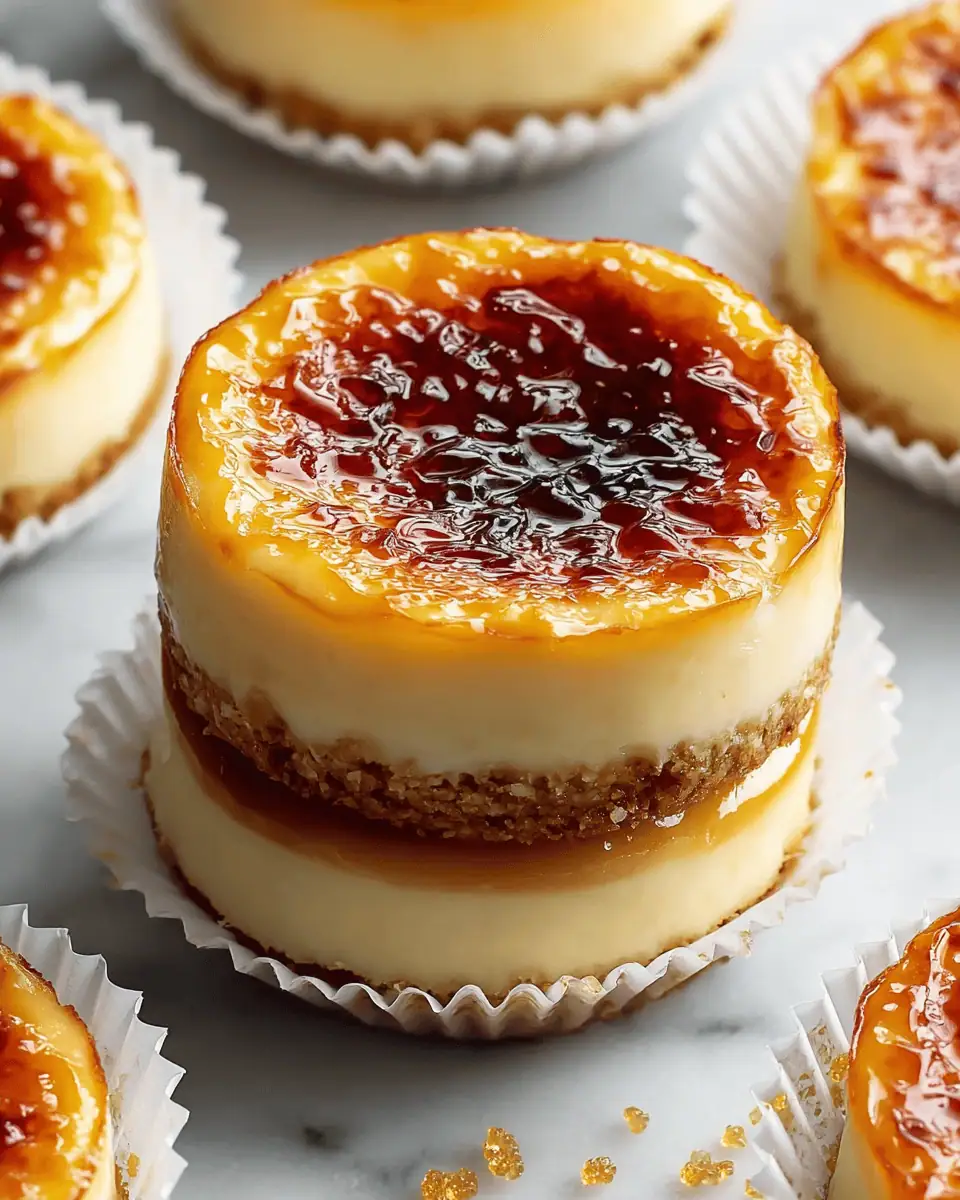 Mini Crème Brûlée Cheesecakes (Easy & Elegant!) 1 A kitchen torch caramelizing the sugar on top of a mini crème brûlée cheesecake.