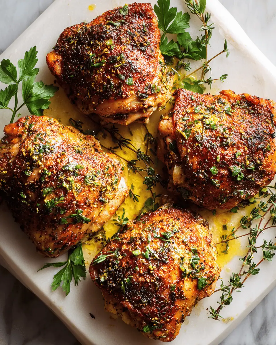Crispy Baked Ranch Chicken Thighs (Easy 45-Min Recipe!) 3 Several golden-brown, crispy baked ranch chicken thighs on a parchment-lined baking sheet.