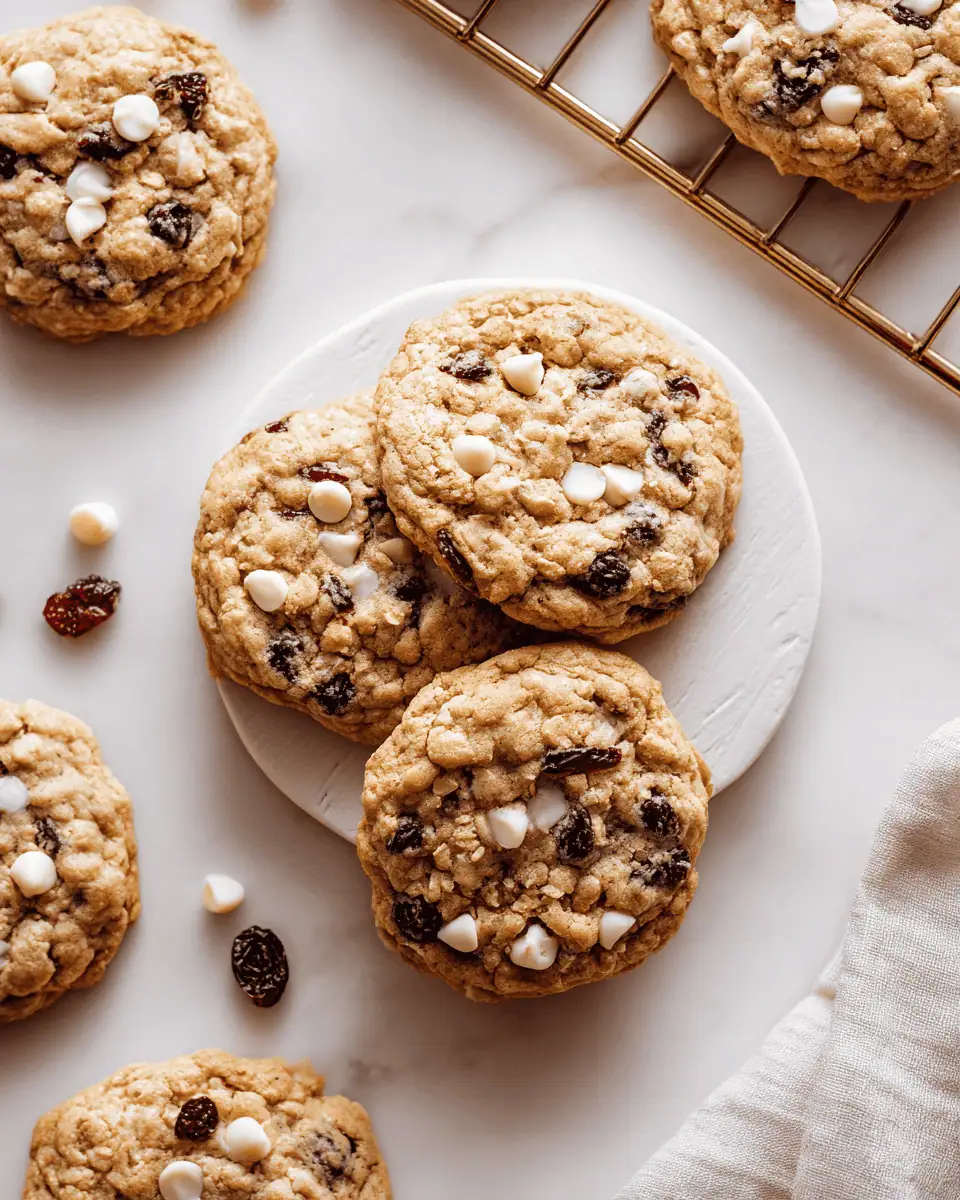 The Best Chewy White Chocolate Cranberry Oatmeal Cookies 2 A holiday cookie tin filled with white chocolate cranberry oatmeal cookies, ready for gifting.