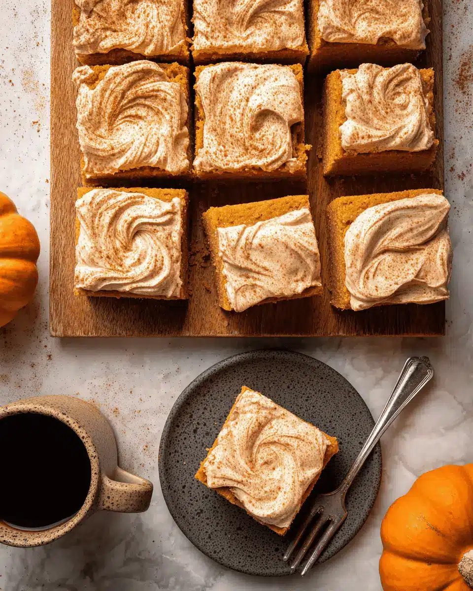 Decadent Pumpkin Spice Latte Cake (with Espresso Frosting!) 1 A fork taking a bite out of a slice of pumpkin spice latte cake, showing the moist, soaked interior.
