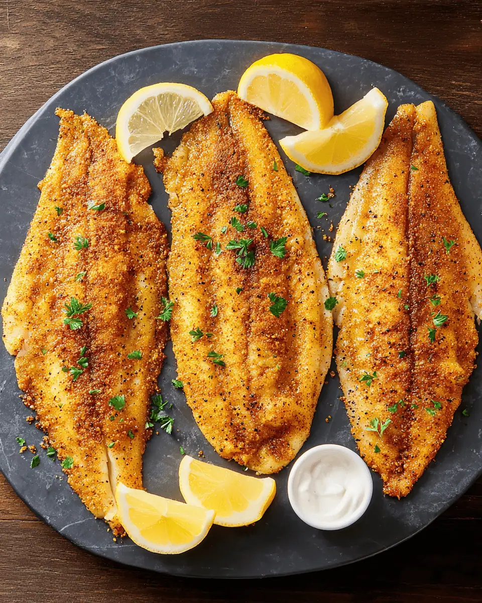 Easy Baked Catfish - Crispy Cornmeal Crust 4 A fork flaking a piece of the perfectly moist, flaky baked catfish from the center of the fillet.