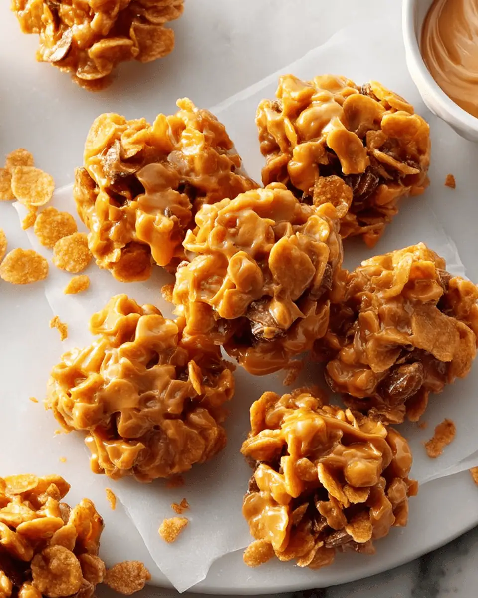 Peanut Butter Chews: A Chewy and Crunchy No-Bake Cornflake Treat 4 Folding crisp cornflakes into a smooth peanut butter and sugar mixture with a spatula.