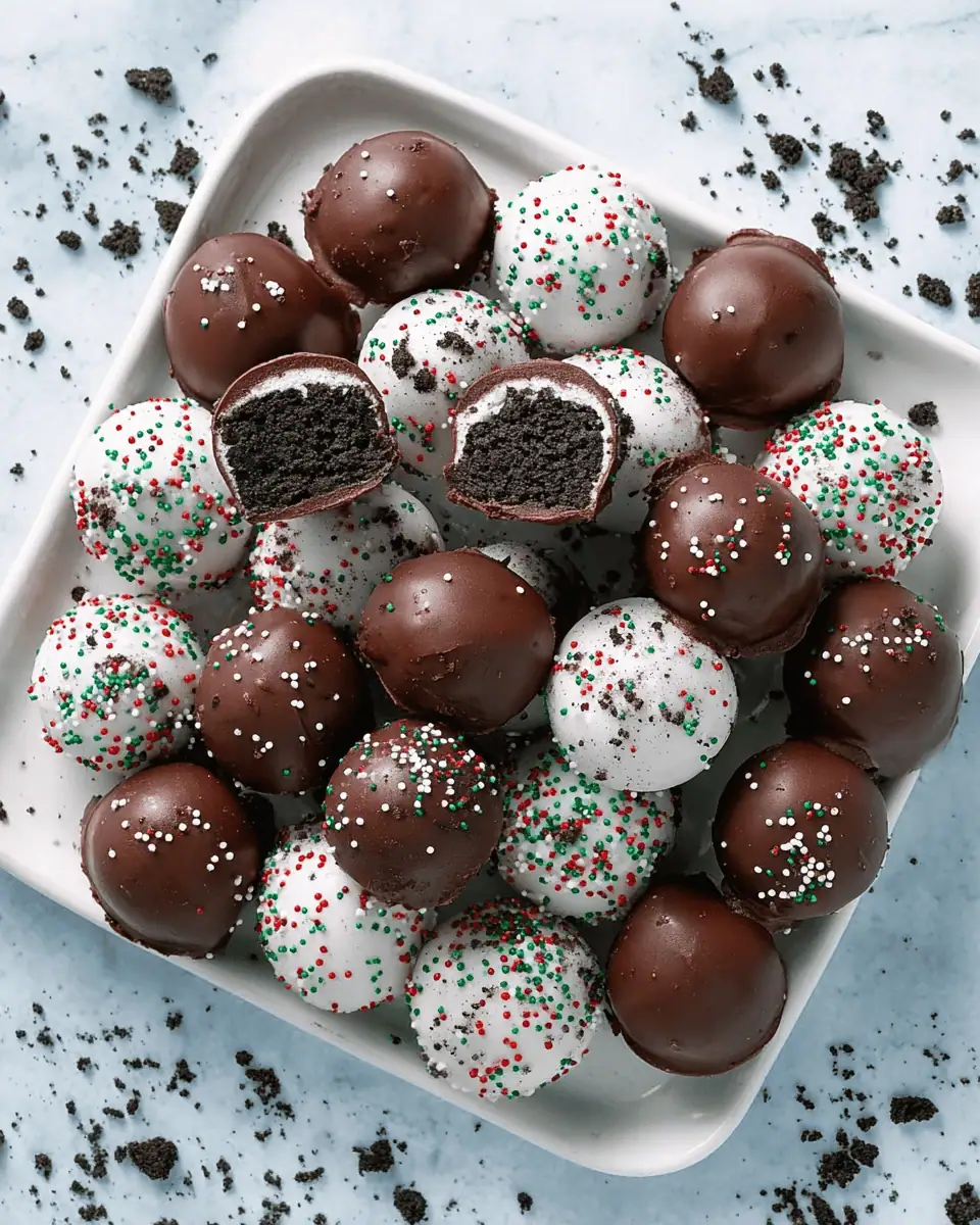 Oreo Balls: A Decadent No-Bake Cream Cheese Truffle Recipe 1 A chocolate truffle being lifted out of melted chocolate with a fork.