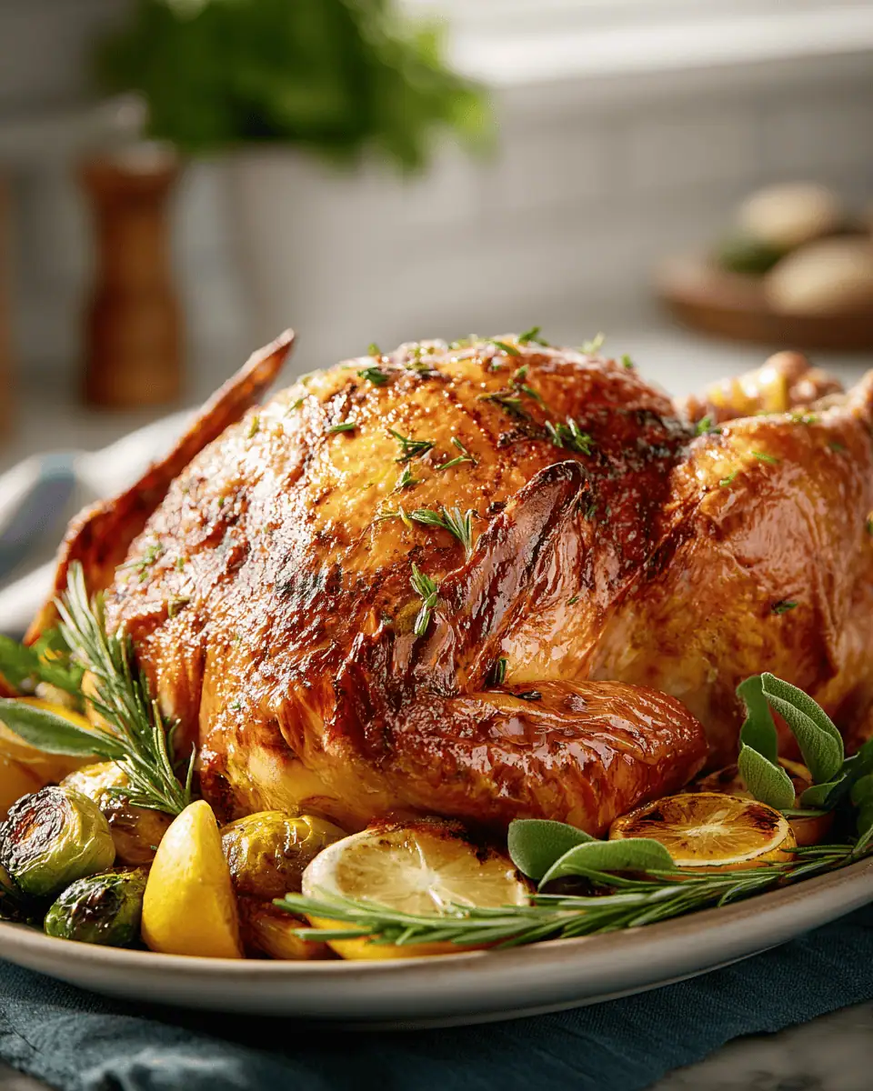 The Best Turkey Brine for a Juicy, Flavorful Bird 3 A golden-brown, perfectly roasted turkey on a platter, ready to be carved (the result of the brine).