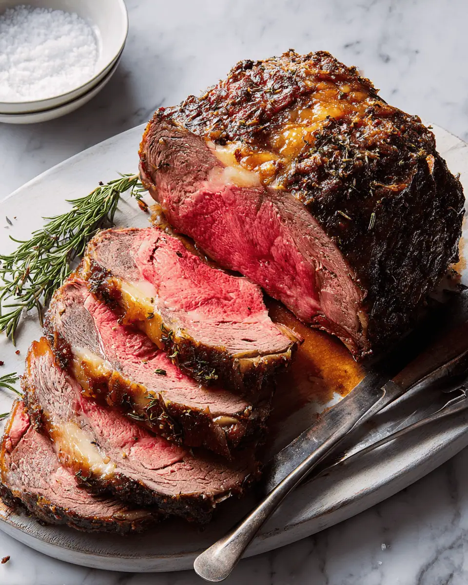 Perfect Spice-Rubbed Beef Tenderloin 2 A thick slice of medium-rare beef tenderloin on a white plate, with a creamy mustard sauce on the side.