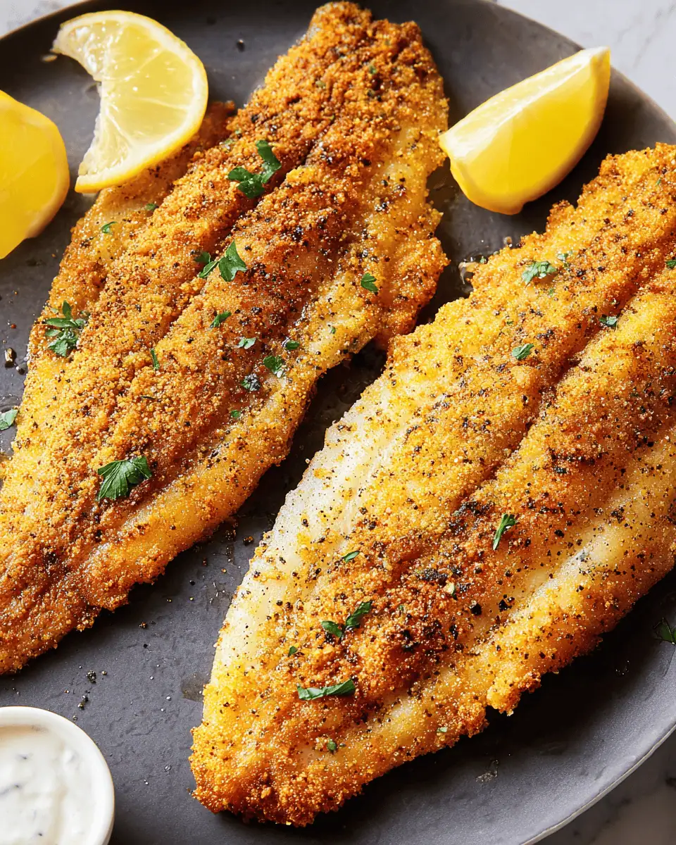 Easy Baked Catfish - Crispy Cornmeal Crust 1 A plate with a baked catfish fillet, served with hushpuppies and a side of coleslaw.