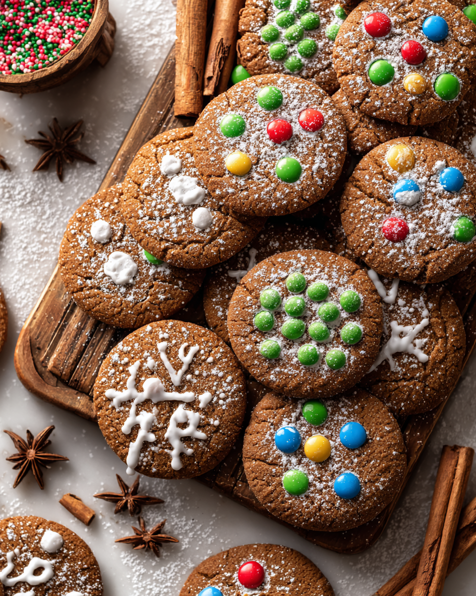 Delicious chewy gingerbread cookies with warm spices and molasses, perfect for holiday gatherings and cozy evenings.