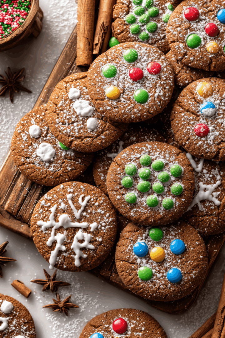 Delicious chewy gingerbread cookies with warm spices and molasses, perfect for holiday gatherings and cozy evenings.