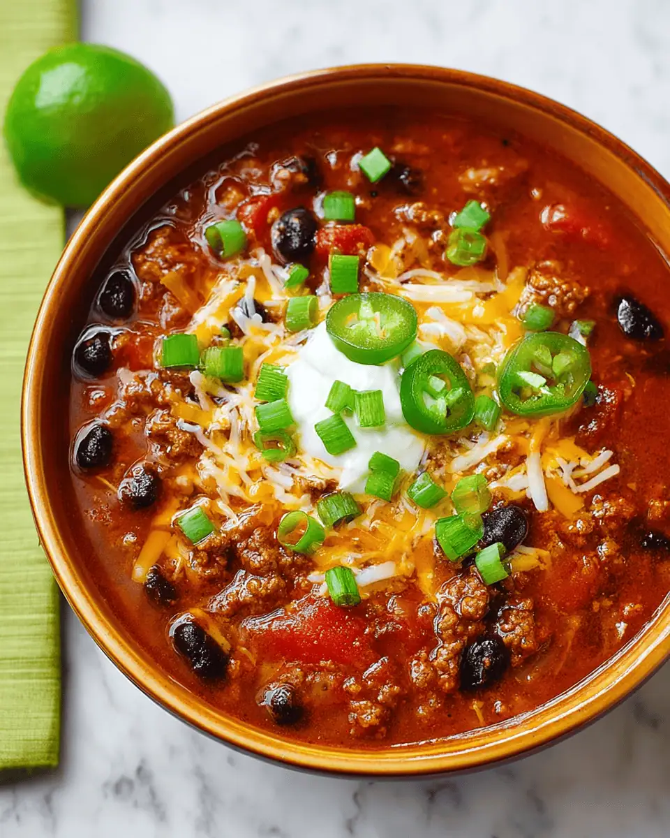 Pumpkin Beef Chili: A Savory Fall One-Pot Meal 3 A large pot of orange-hued chili simmering on the stove with a ladle.