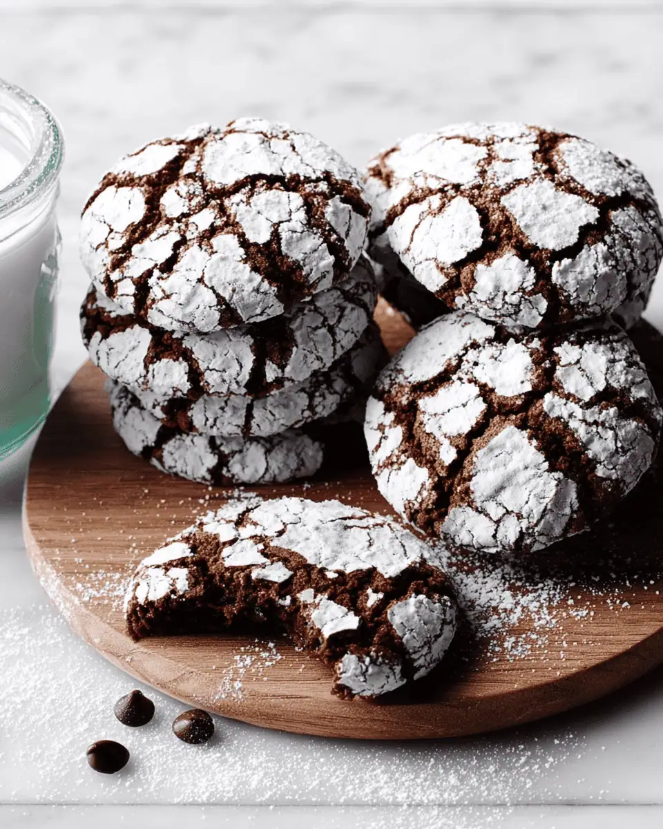 Chocolate Crinkle Cookies: A Fudgy Fissured Holiday Treat 2 Melted semisweet chocolate chips being stirred until smooth in a glass bowl.