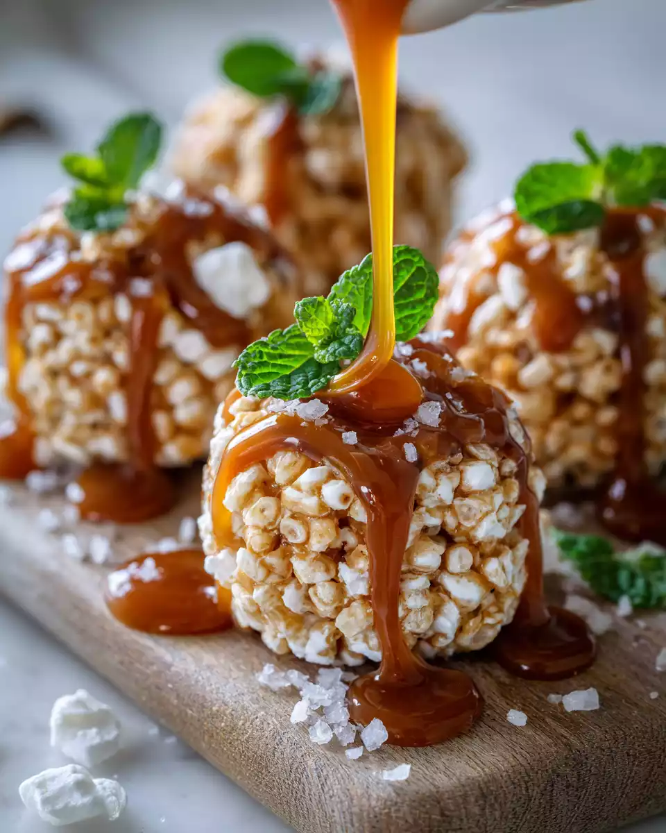 Delicious Caramel Marshmallow Rice Krispie Balls 3 Sweet and chewy Caramel Marshmallow Rice Krispie Balls, perfect for celebrations or snacks. Easy recipe with gooey marshmallows and caramel.