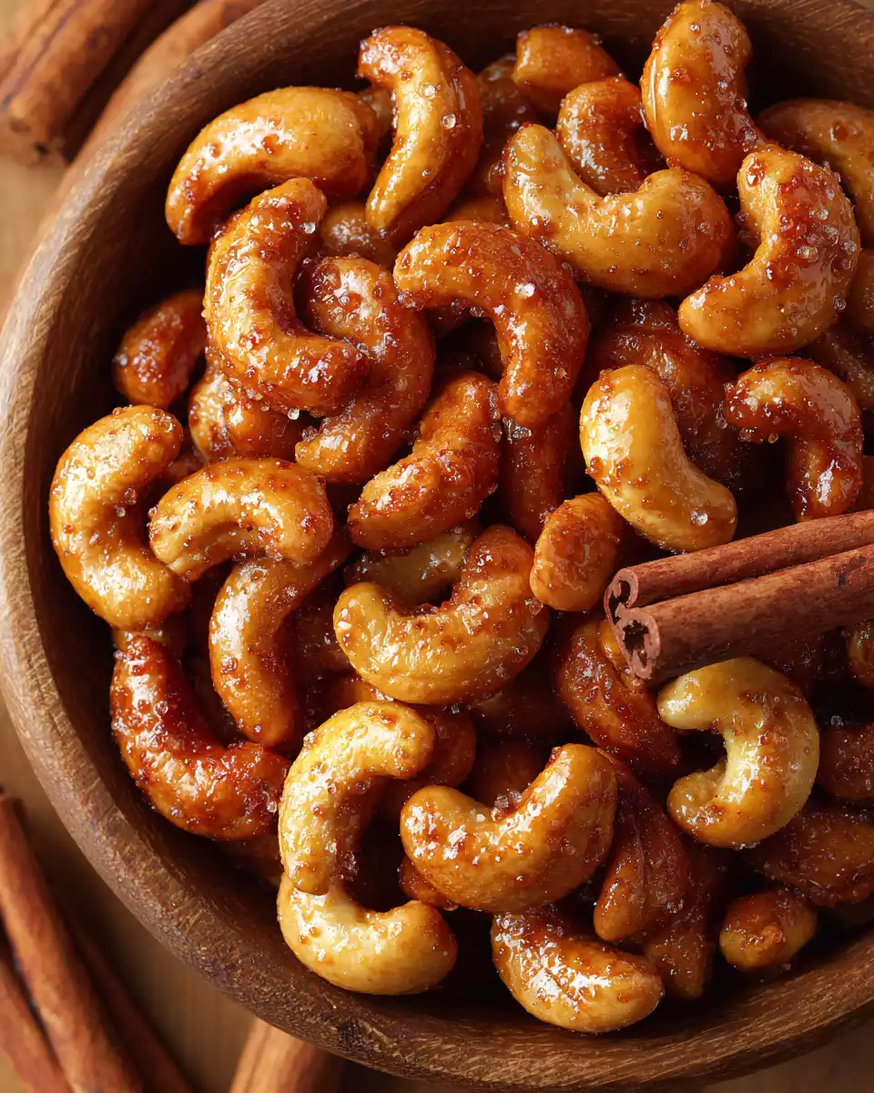 Delicious Honey Roasted Cashews 2 Delicious honey roasted cashews fresh out of the oven, perfect snack for parties, easy recipe for crunchy treats, sweet and salty flavors.