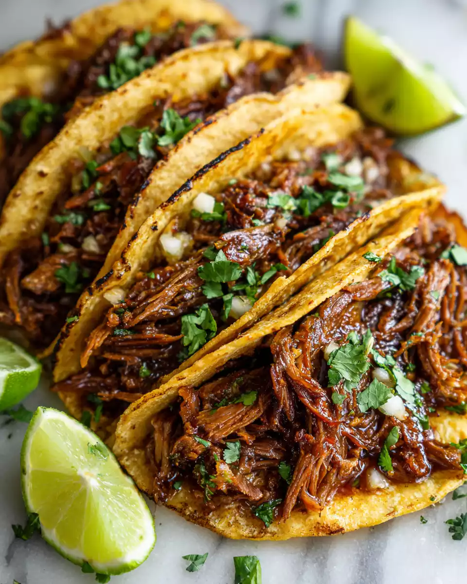 Flavorful Mexican Shredded Beef for Tacos and Burritos 3 Mexican shredded beef recipe for tacos and burritos, featuring tender beef cooked slowly with spices for a rich, flavorful dish.