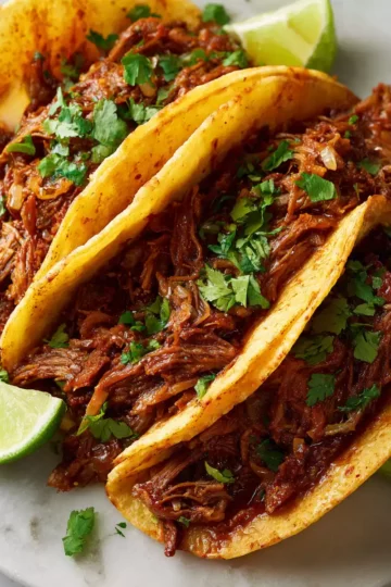 Flavorful Mexican Shredded Beef for Tacos and Burritos 6 Mexican shredded beef recipe for tacos and burritos, featuring tender beef cooked slowly with spices for a rich, flavorful dish.