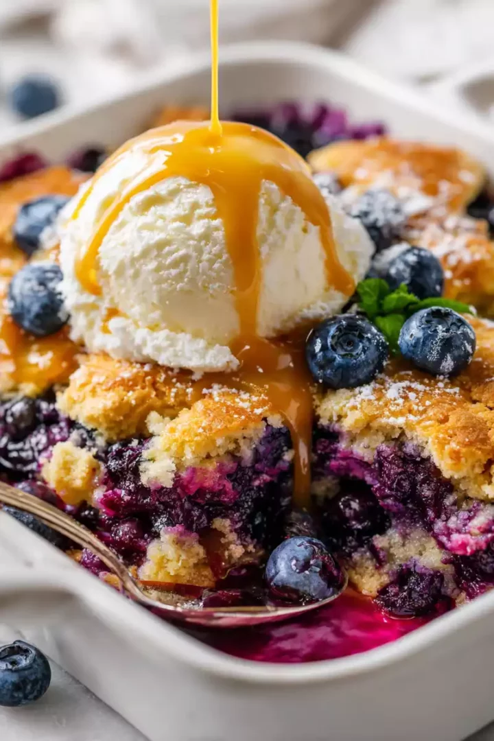 Easy homemade blueberry cobbler with fresh blueberries and buttery biscuits, an irresistible dessert recipe for any occasion.