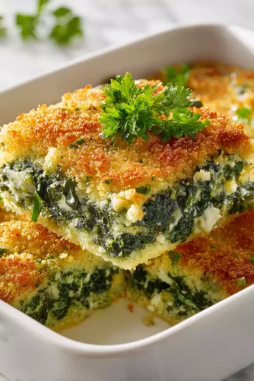 Creamy Spinach Casserole by Trisha Yearwood 6 Delicious spinach casserole made with fresh ingredients for a comforting side dish, perfect for gatherings and family dinners.