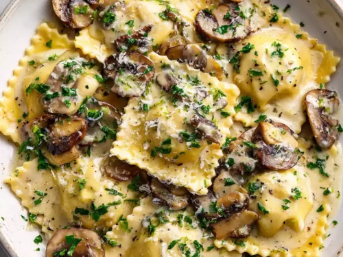 Mushroom Ravioli with Creamy Mushroom Sauce